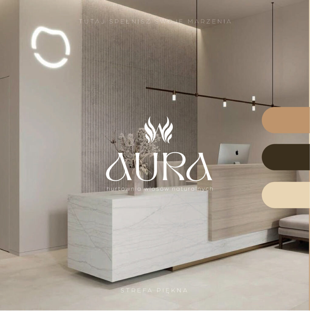 recepcja hurtowni włosów naturalnych wraz z logo